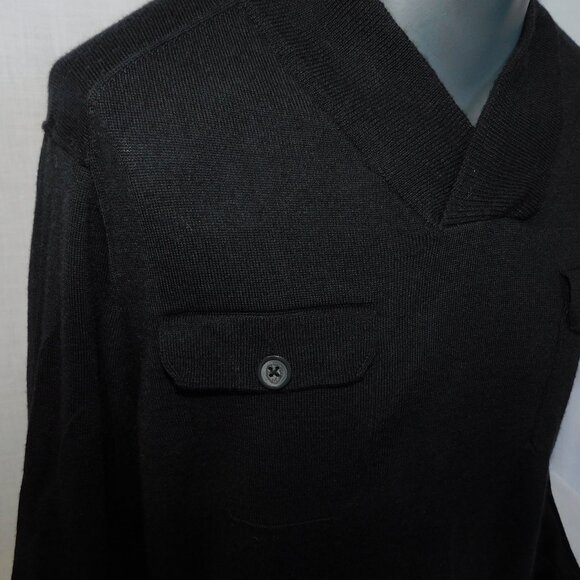 Marc Anthony Mens L Black V Neck Merino Wool Blend knit Sweater - Picture 4 of 11
